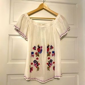 French Connection Jude Embroidered Off the Shoulder Top XS
